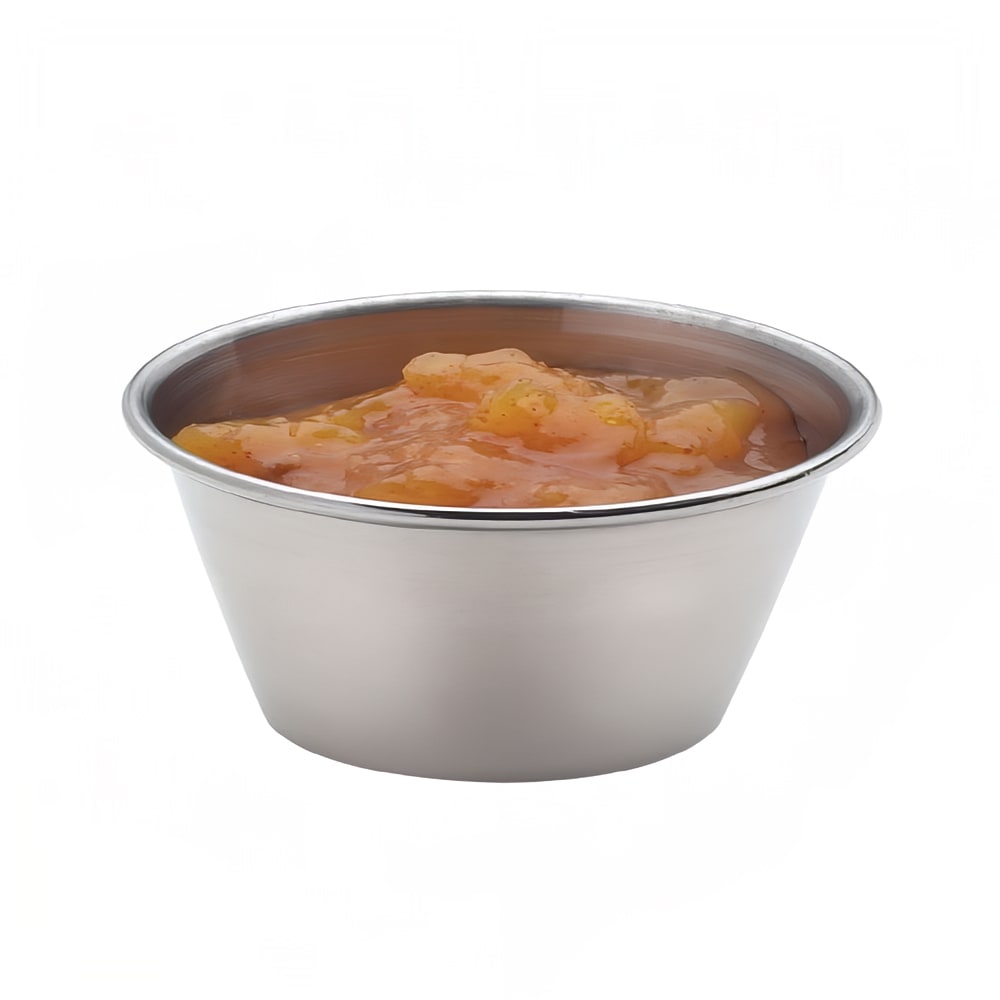 158-650012 1 1/2 oz Sauce Cup - Mirror Finish, Rolled Edge, Stainless Steel