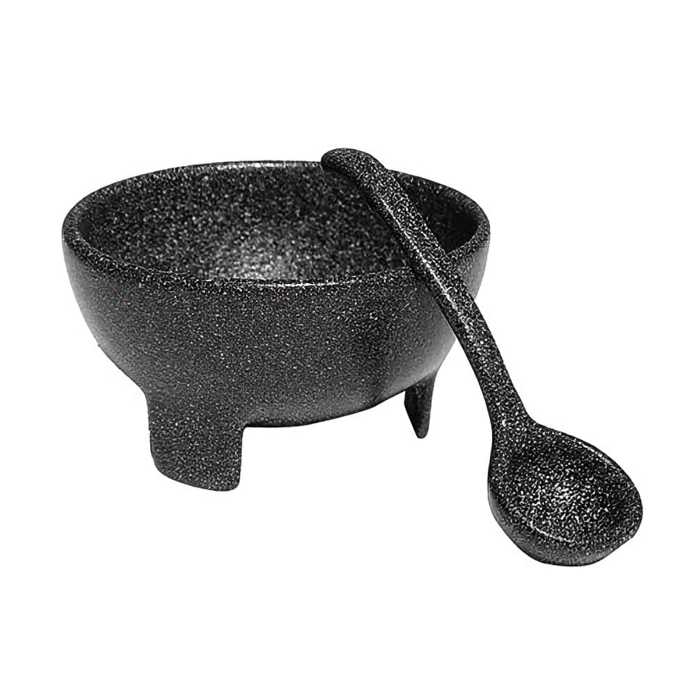 862-MJSR6GB 30 1/2 oz Molcajete - Resin Coated Aluminum, Granite Black