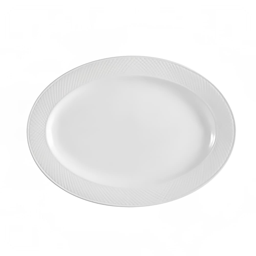 CAC BST14 12 1/2" x 8 3/4" Oval Boston Platter - Porcelain, Super White