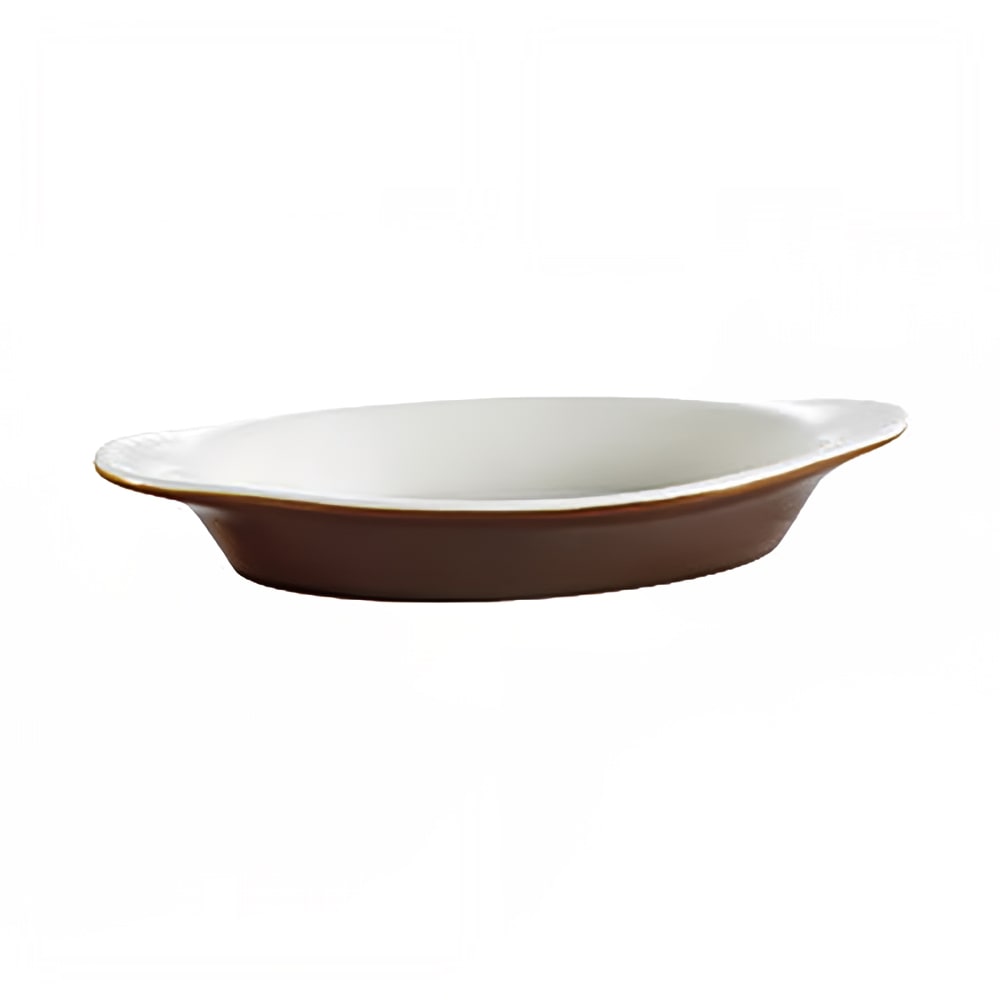 130-COA12BR 12 oz. Oval, Ceramic Welsh Rarebit, Brown/White