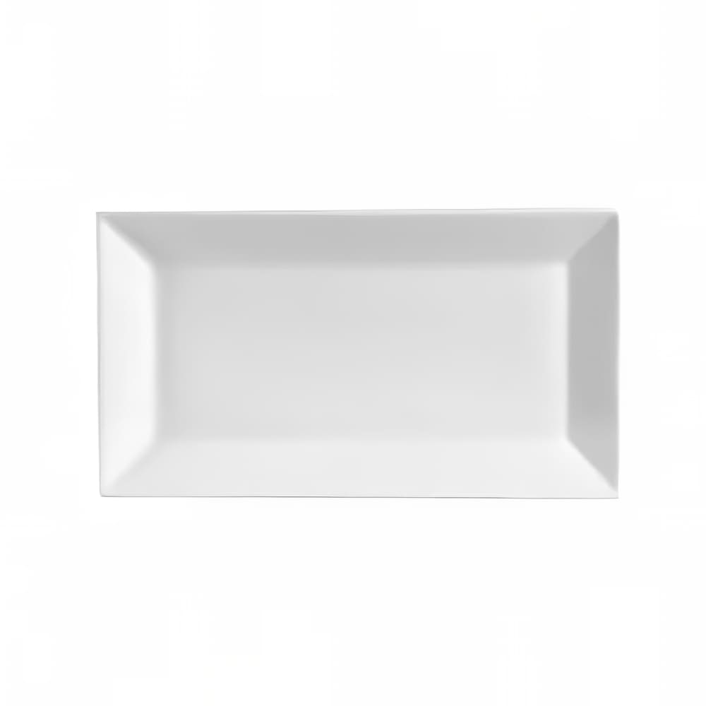 CAC KSE-13 11 1/2" x 6 1/4" Rectangular Kingsquare Platter - Porcelain, Super White