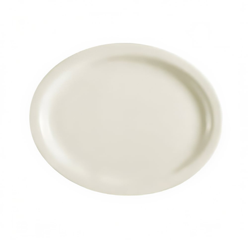 130-NRC12 9 1/2" x 7 1/4" Oval American White Narrow Rim Platter, NRC