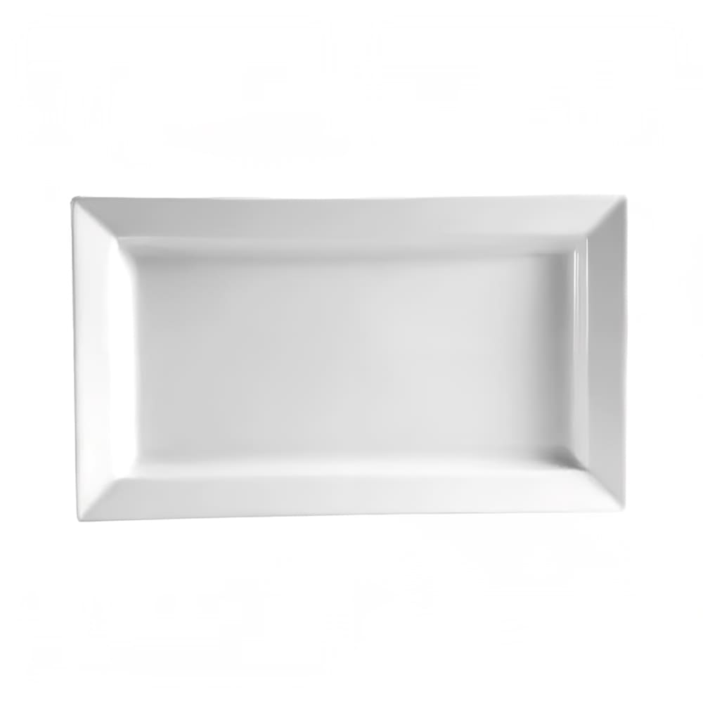 CAC PNS-41 14" x 7" Rectangular Princesquare Platter - Porcelain, Super White