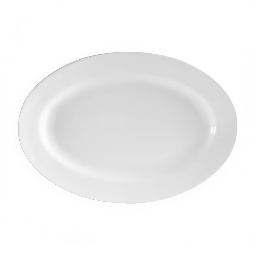 CAC RCN-14 13" x 7 5/8" Oval Clinton Platter - Porcelain, Super White