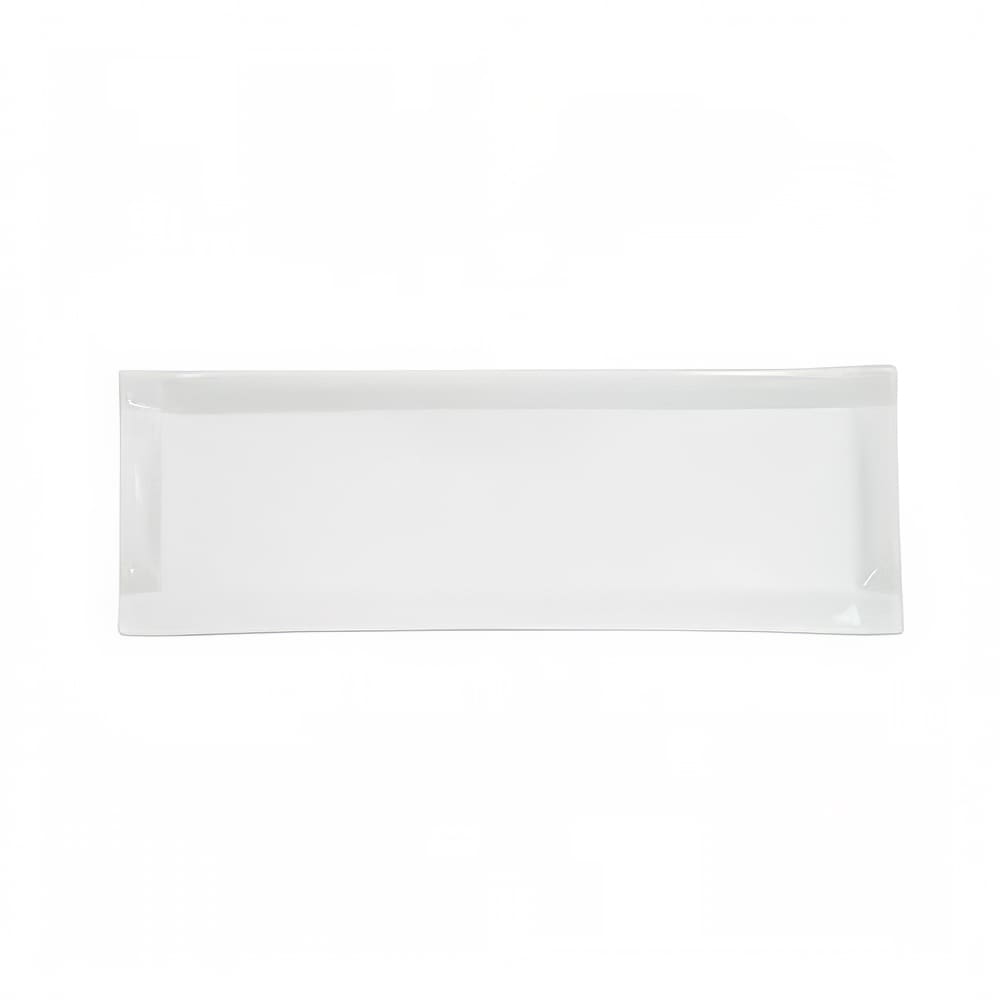 CAC TMS61 16" x 5 1/2" Rectangular Times Square Platter - Porcelain, Super White