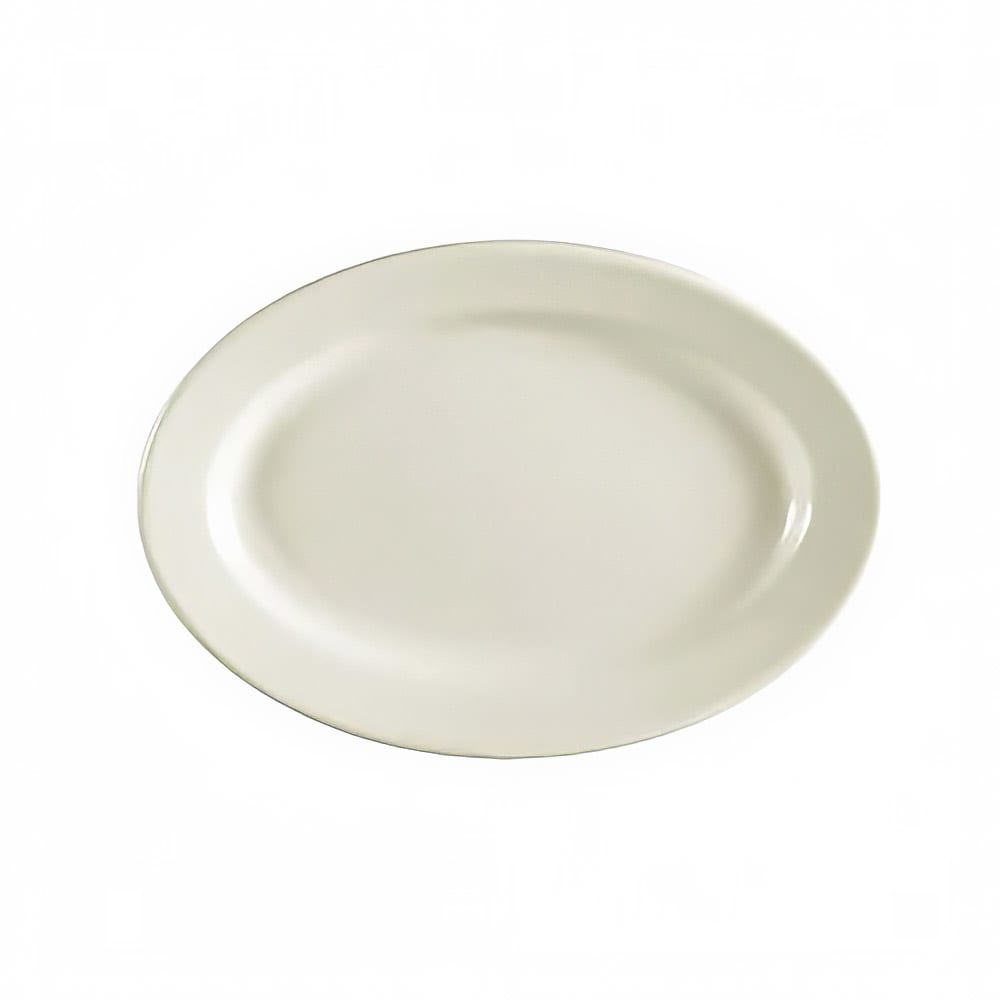 CAC REC-19 13 1/2" x 10 1/4" Oval Platter - Ceramic, American White