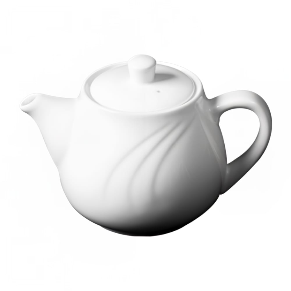 057-30114PL 25 oz Bostonian Coffee/Tea Pot w/ Lid - Ceramic, White