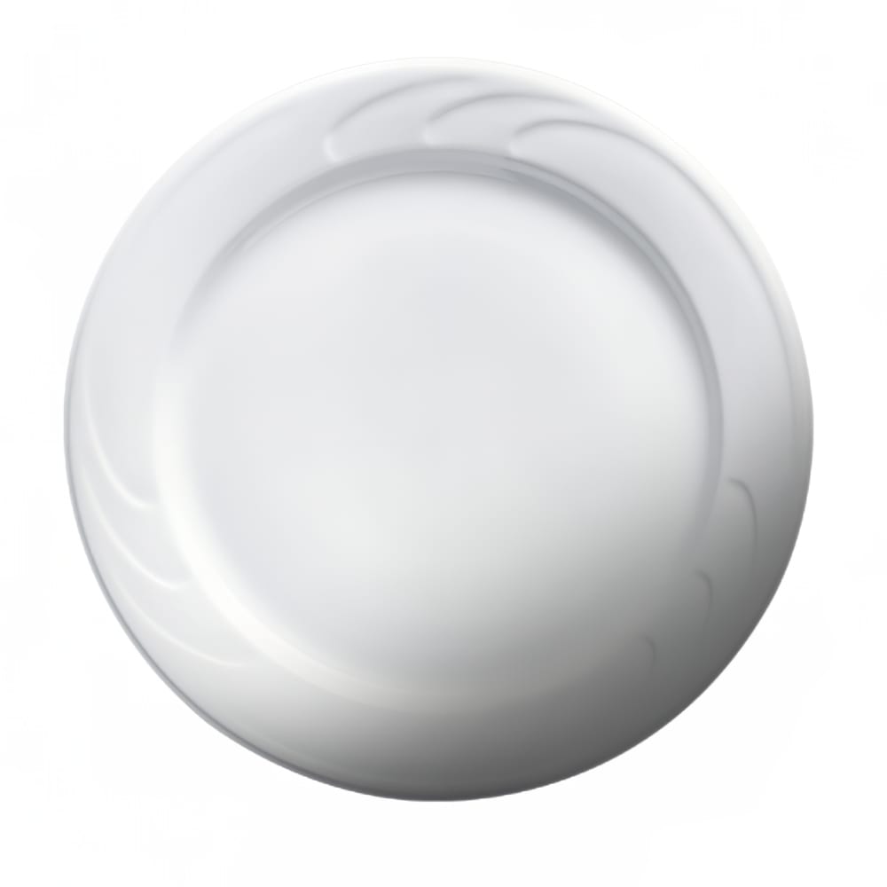 057-30171 7 3/8" Round Bostonian Embossed Rim Plate - Ceramic, White