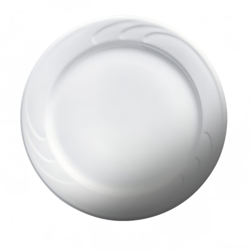 057-30181 8 3/8" Round Bostonian Embossed Rim Plate - Ceramic, White