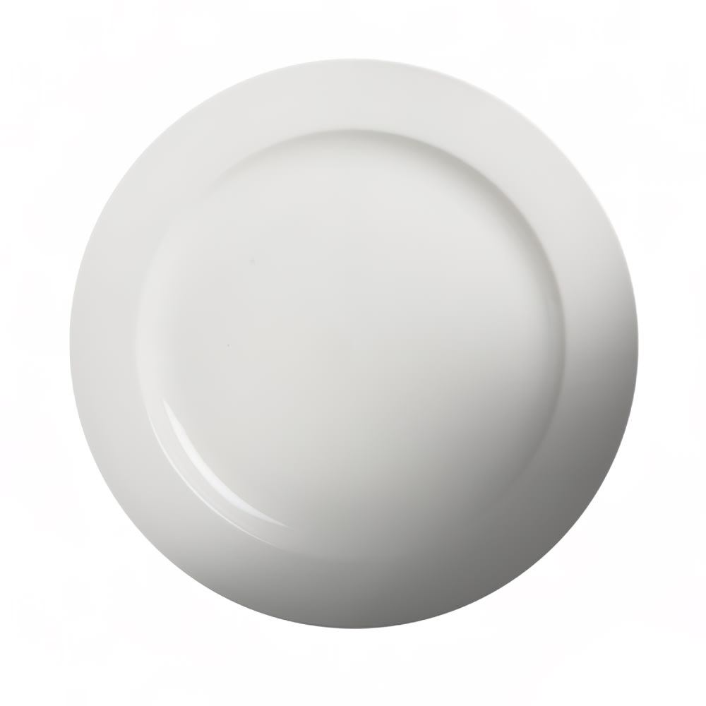 057-81091 9" Round Diana Fully Glazed Foot Rim Plate - Ceramic, White