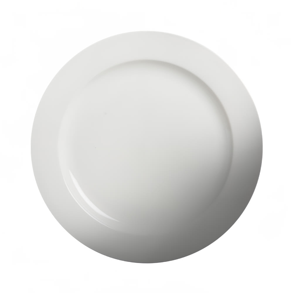 057-81091A 9 7/8" Round Diana Fully Glazed Foot Rim Plate - Ceramic, White