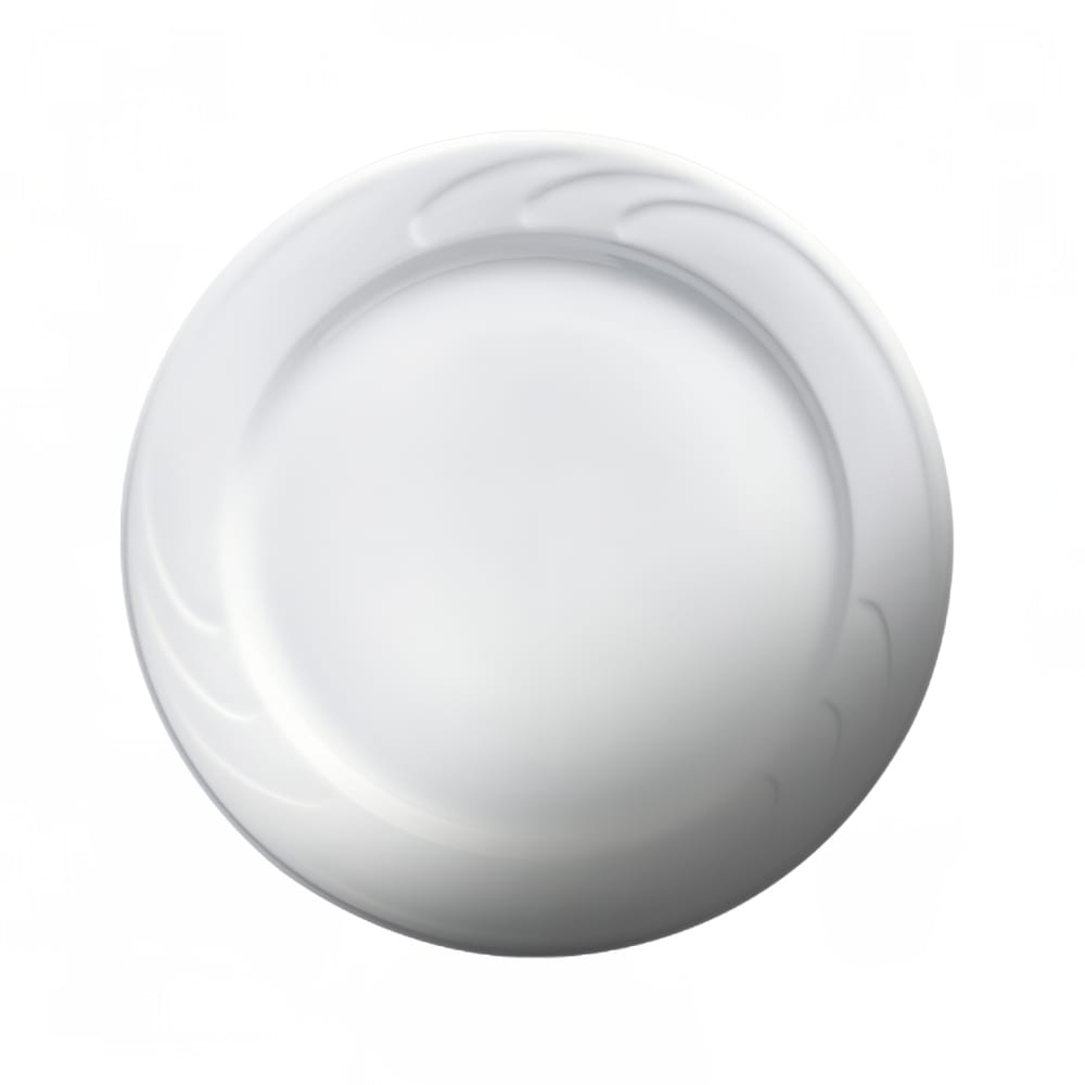 057-301121 12" Round Bostonian Embossed Rim Soup Plate - Ceramic, White