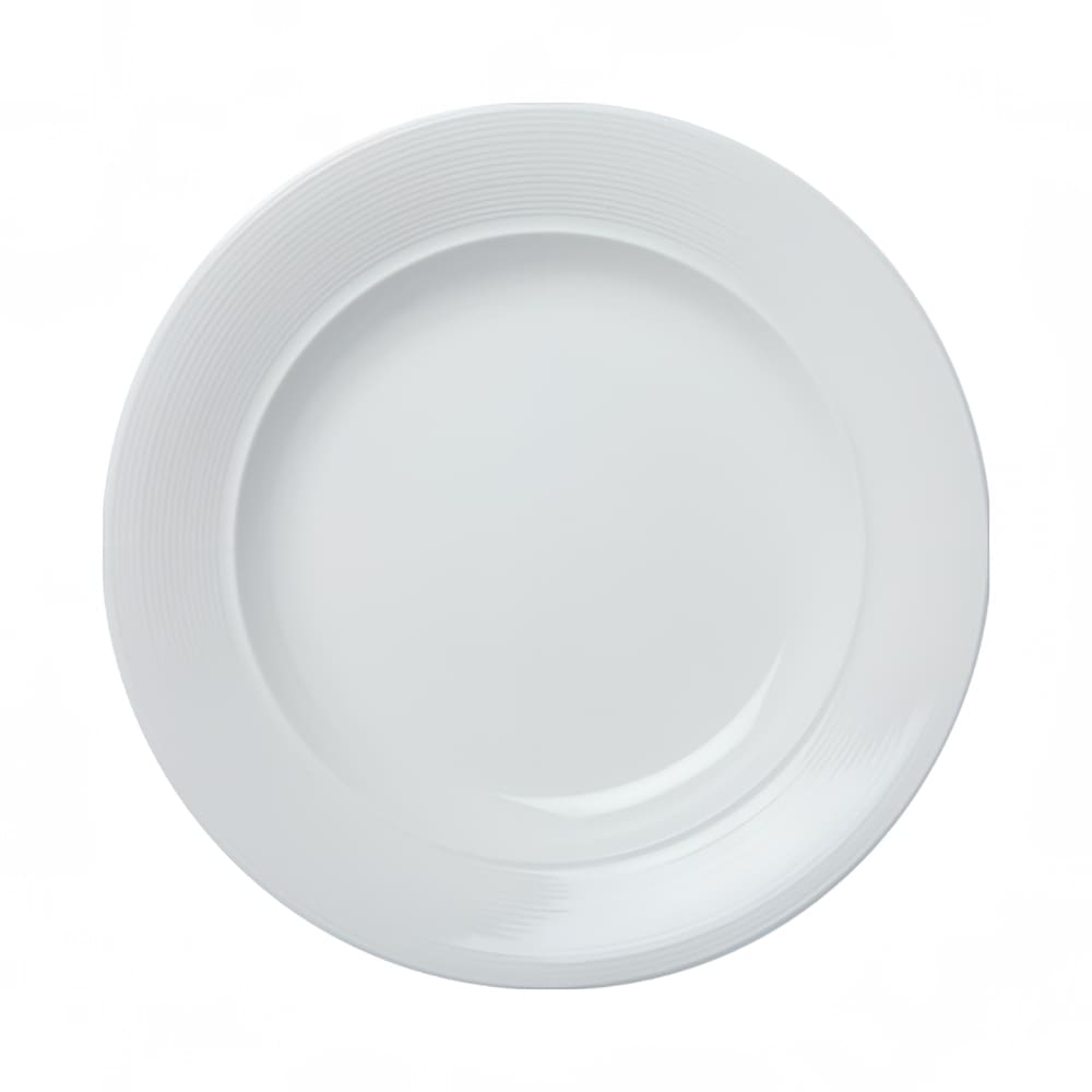 057-302101 10 1/4" Round Royalmont Embossed Rim Plate - Ceramic, White
