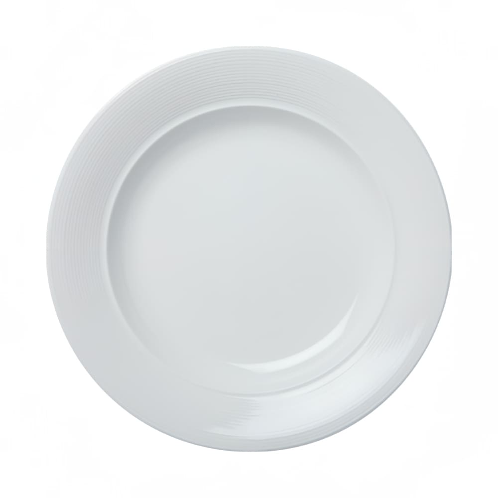 057-302111 10 3/4" Round Royalmont Embossed Rim Plate - Ceramic, White