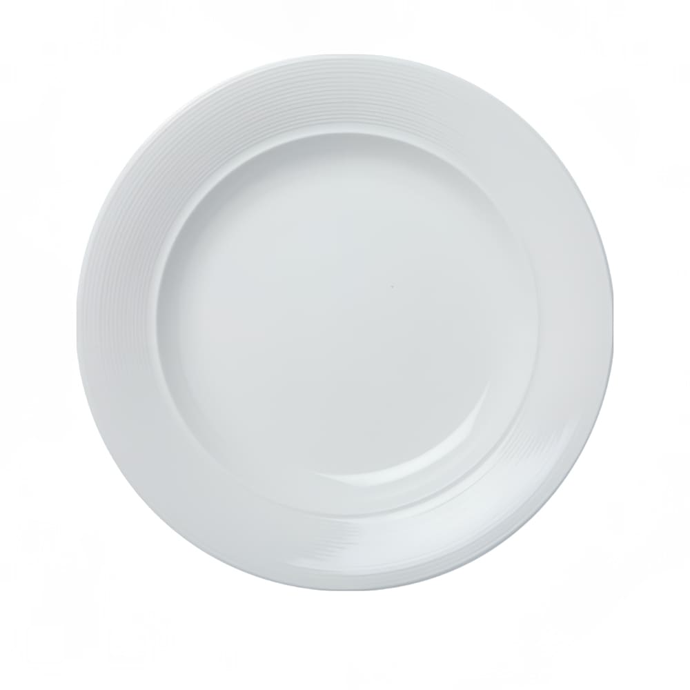 057-302121 12" Round Royalmont Embossed Rim Plate - Ceramic, White