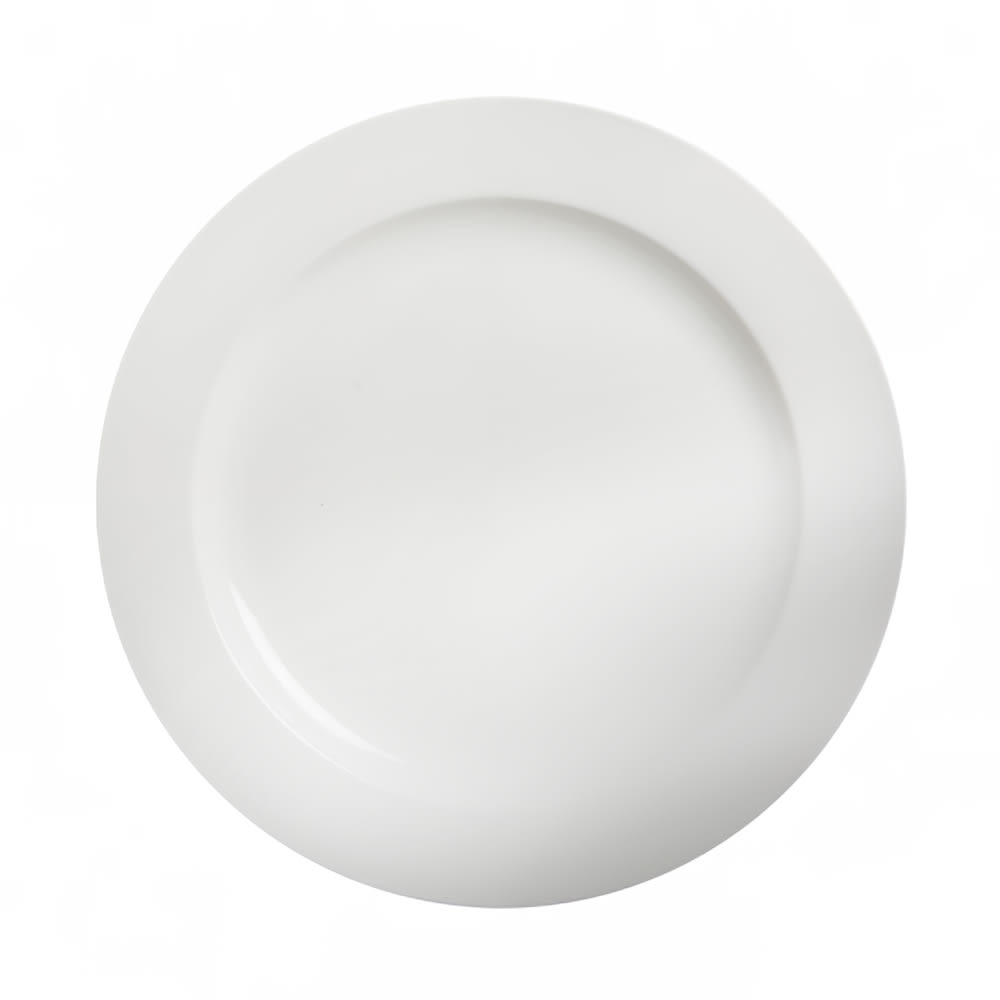 057-810101 10 1/2" Round Diana Fully Glazed Foot Rim Plate - Ceramic, White