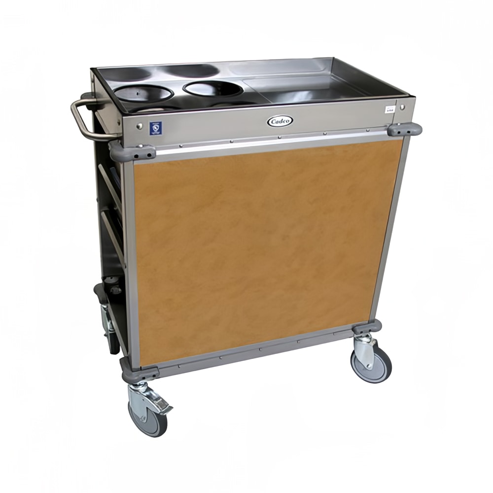 516-BC2L1 Mobile Beverage Service Cart w/ (2) Shelves & (2) Drawers - Stainless Steel/Chestnu...