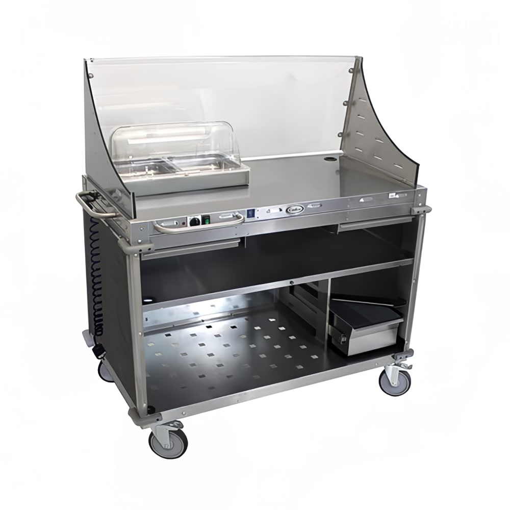 516-CBCDCL3 55 1/2" Mobile Demo/Sampling Cart w/ (2) Drawers & Stainless Top - Gray, 120...