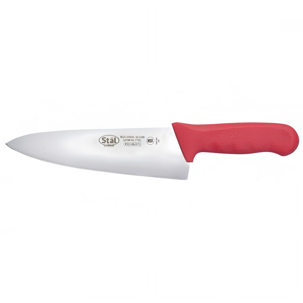 080-KWP80R 8" Chef's Knife w/ Red Polypropylene Handle, High-Carbon German Steel