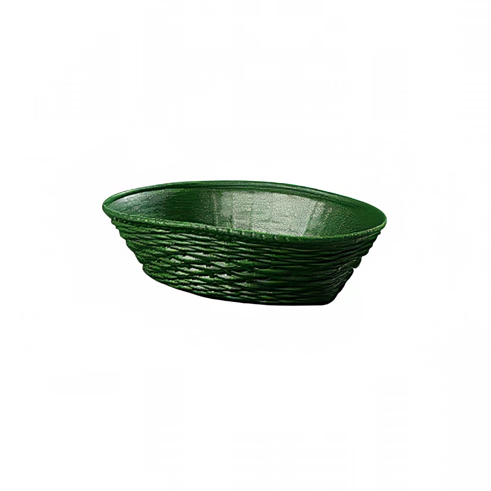 028-6504G Oval Bread Basket - 9" x 6 1/4", Polypropylene, Green