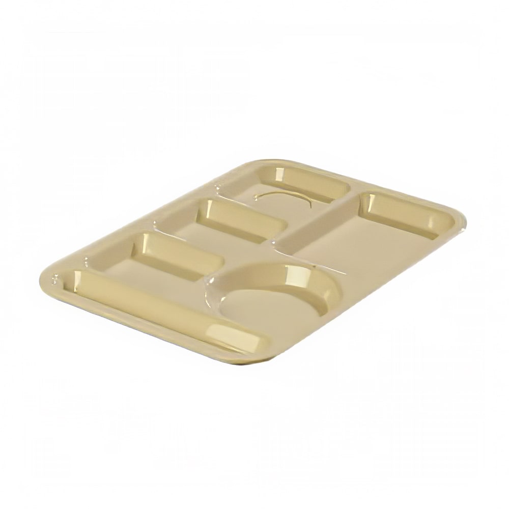 028-614PC25 Plastic Rectangular Tray w/ (6) Compartments, 13 7/8" x 9 7/8", Tan