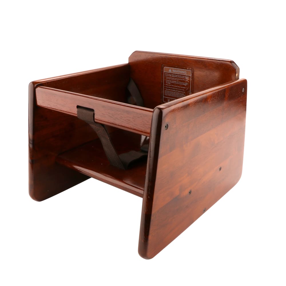 284-BS200MODW2 Single Height Booster Seat w/ Waist & Chair Strap - Wood, Walnut