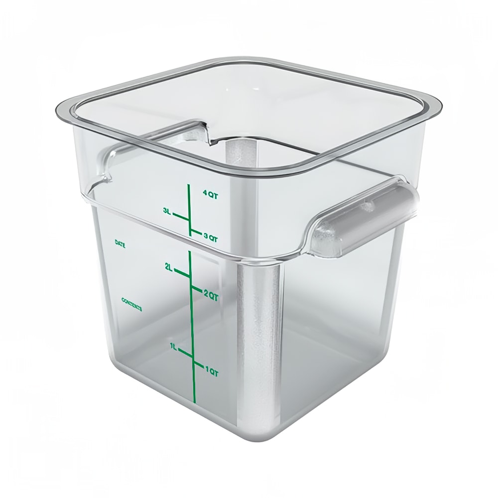 CURTA Square Food Storage Containers 4-Pack - 2 Qt & 4 Qt NSF Commercial, Freezer & Dishwasher Safe