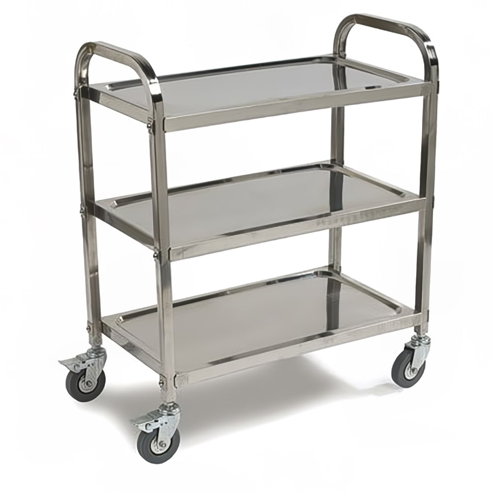 028-UC4031733 3 Level Stainless Utility Cart w/ 400 lb Capacity, Raised Ledges
