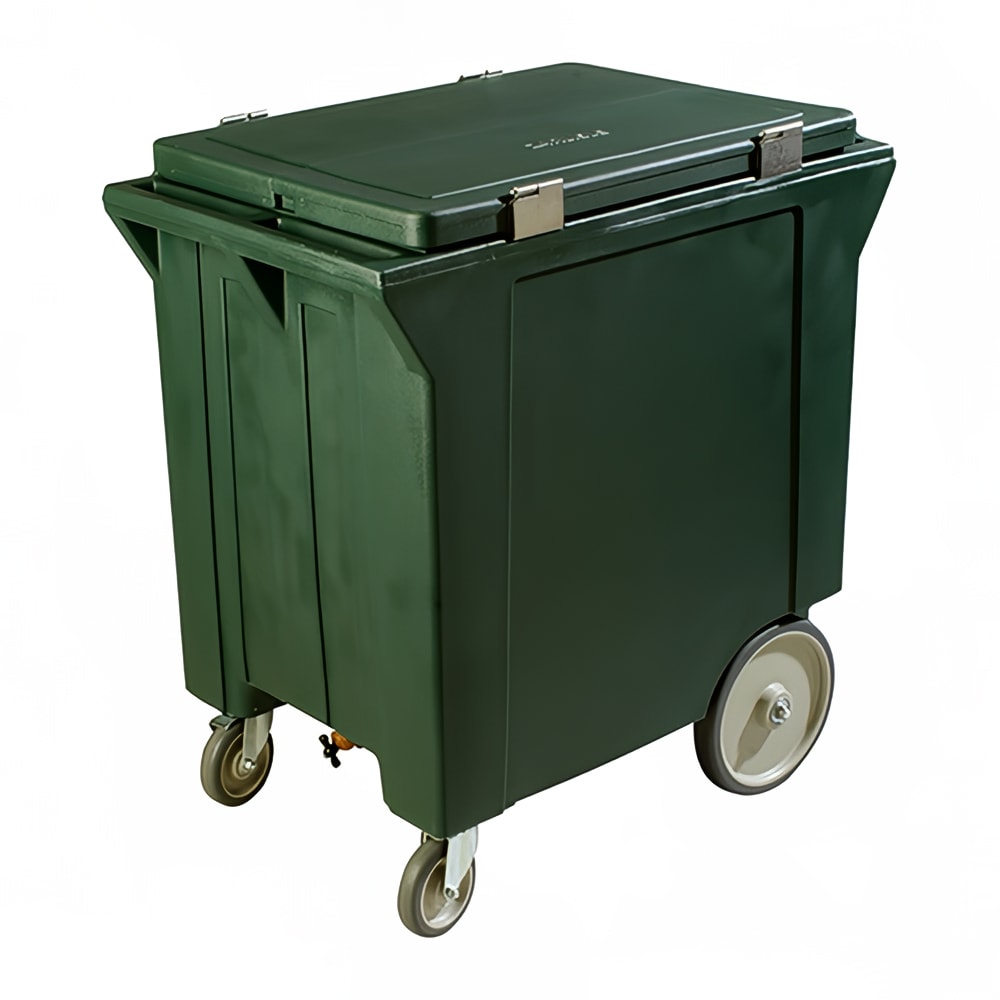 028-IC222008 200 lb Cateraide™ Insulated Mobile Ice Caddy - Plastic, Forest Green