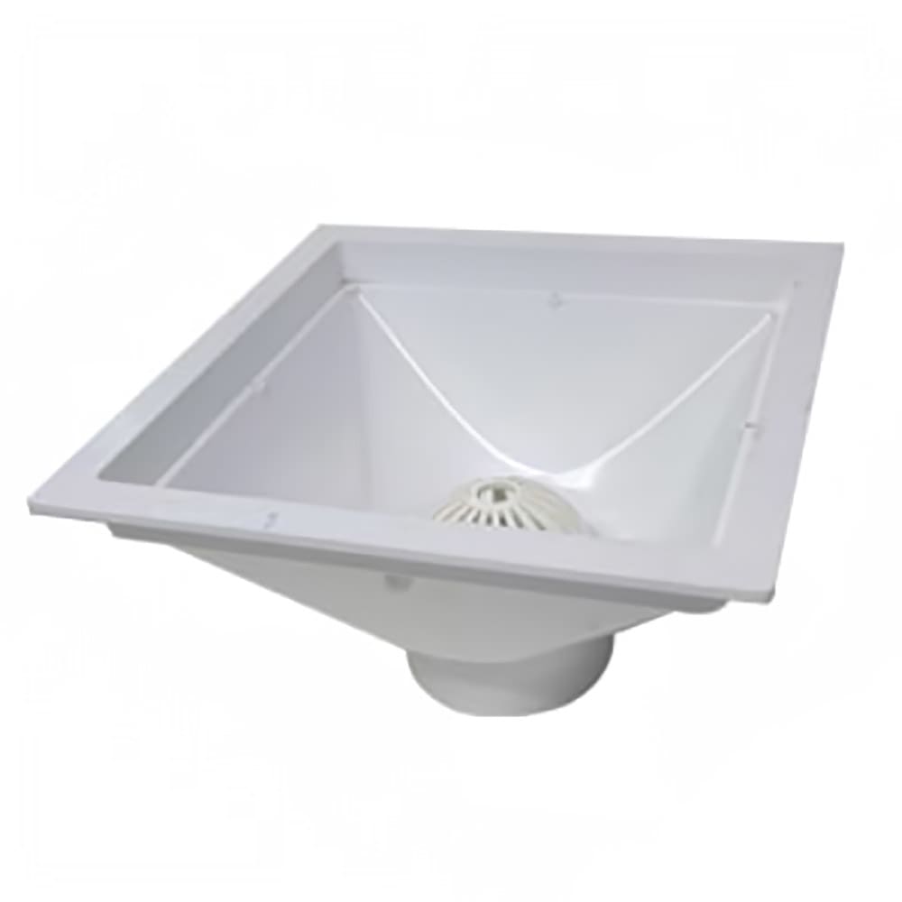 065-394708 9" Square Endura® Standard Floor Sink - 4" Hub, PVC, White