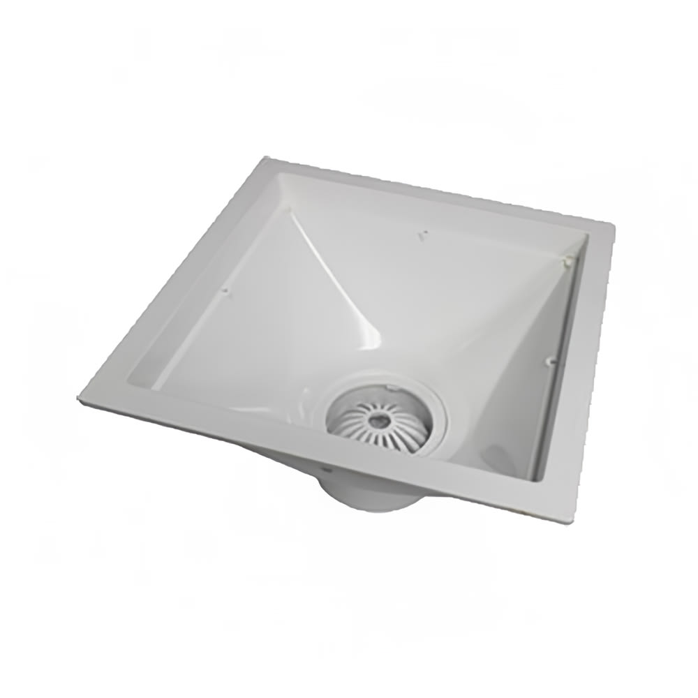 065-394718 9" Square Endura® Standard Floor Sink - 3" Hub, PVC, White
