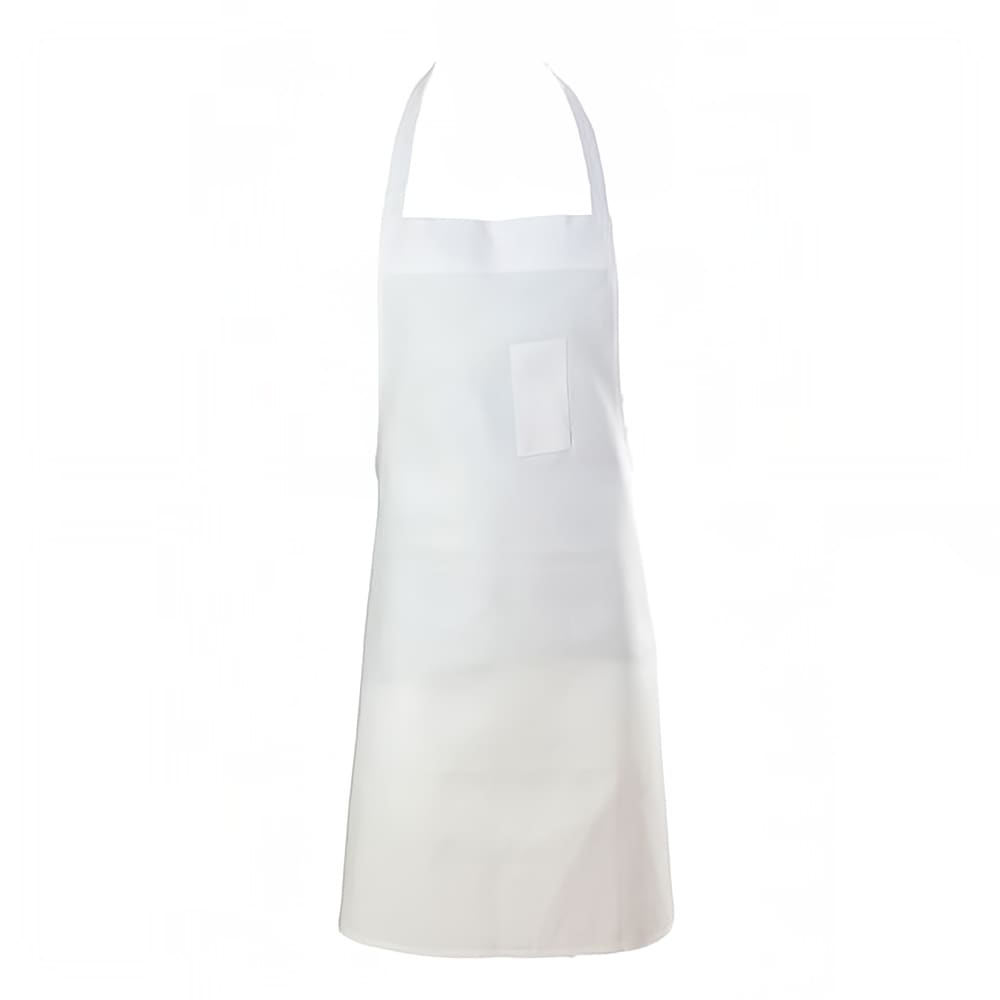 094-600BAW Bib Apron, Poly/Cotton Blend, Pencil Pocket, 34" x 34", White