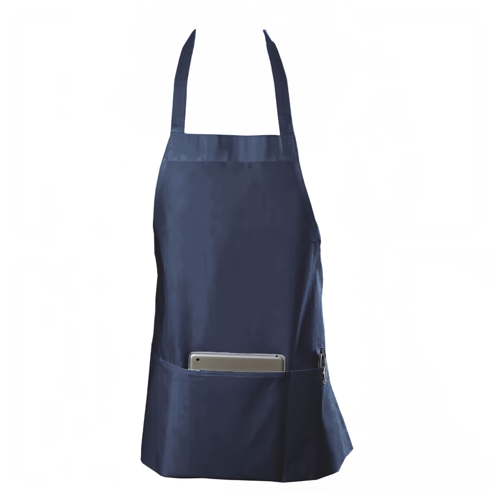 094-602BAFHNV Bib Apron - 25" x 28", Poly-Cotton, Navy Blue