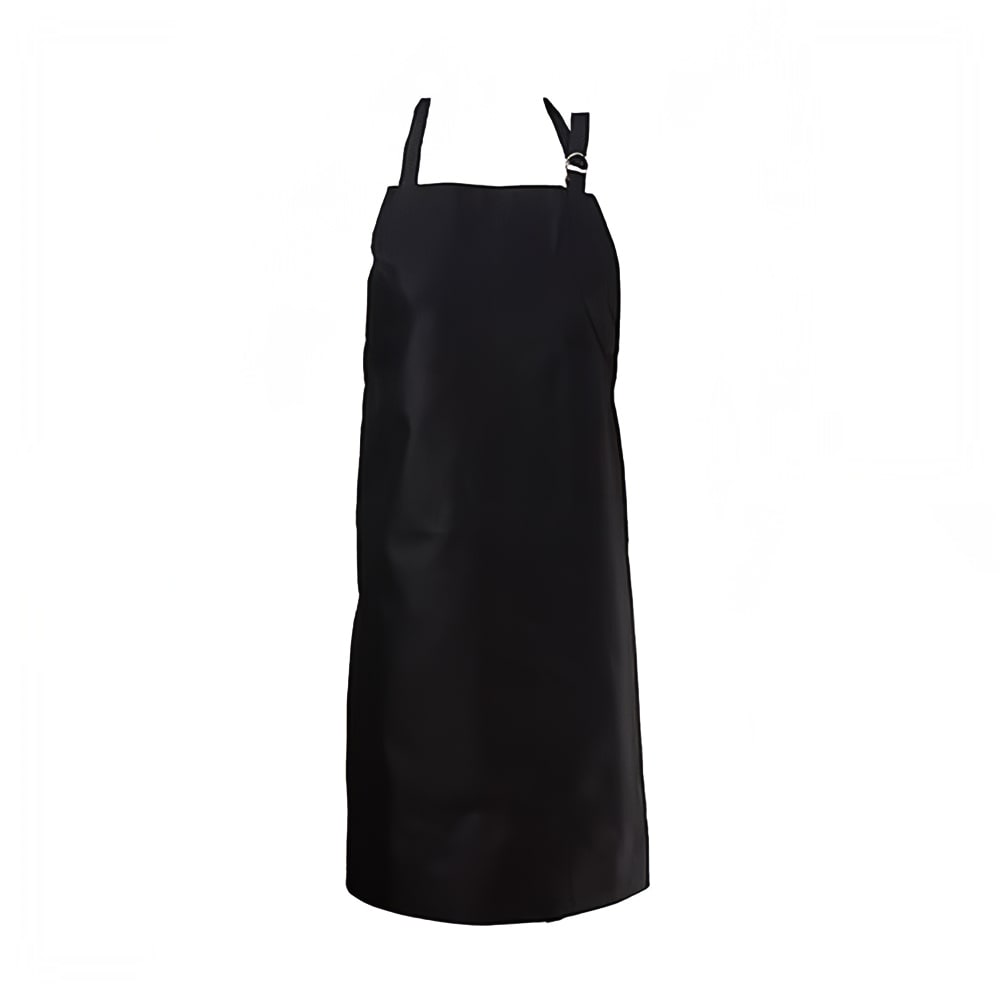 094-601MAJBK Waterproof Bib Apron, Vinyl Backing, Fire Retardant, 27x 33", Black