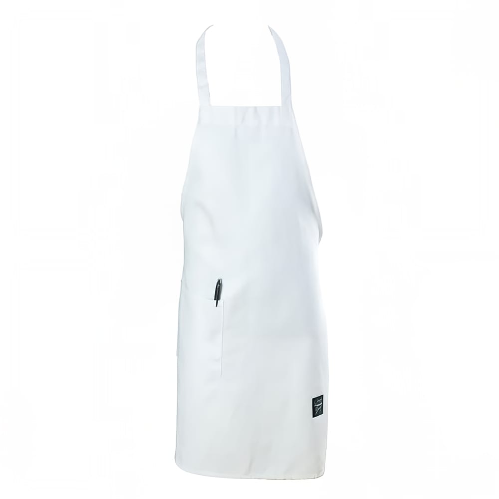 094-601BACWH Bib Apron - 34" x 28", Poly-Cotton, White