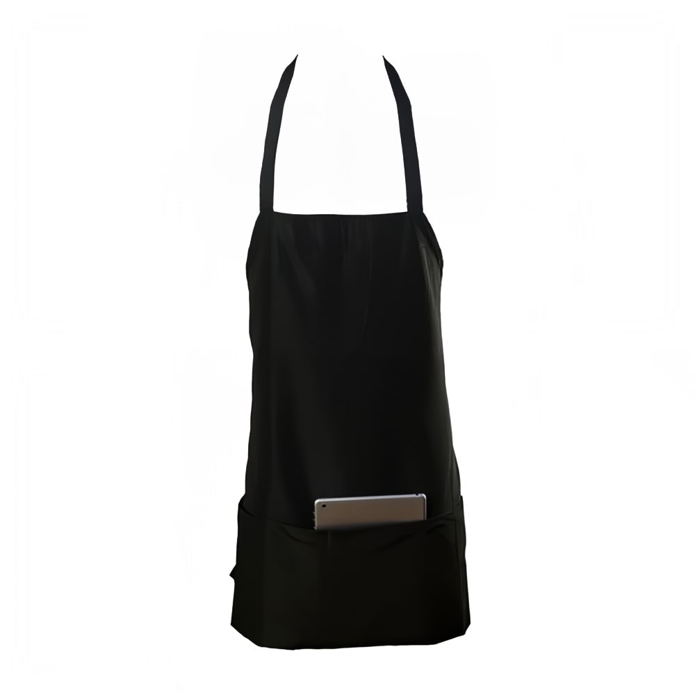 094-602PSBK Bib Apron - 24" x 27", Polyester, Black