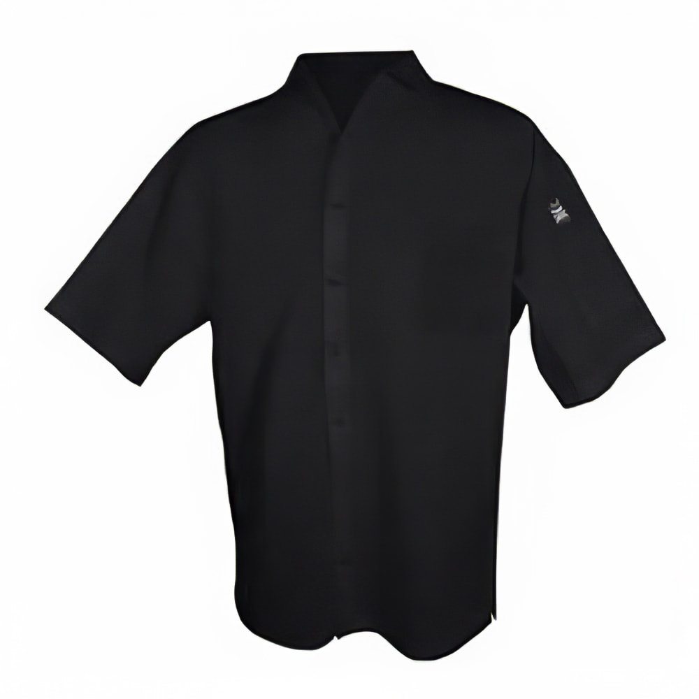 094-CS006BKM Unisex Short Sleeve Cook Shirt - Medium, Black, Poly-Cotton