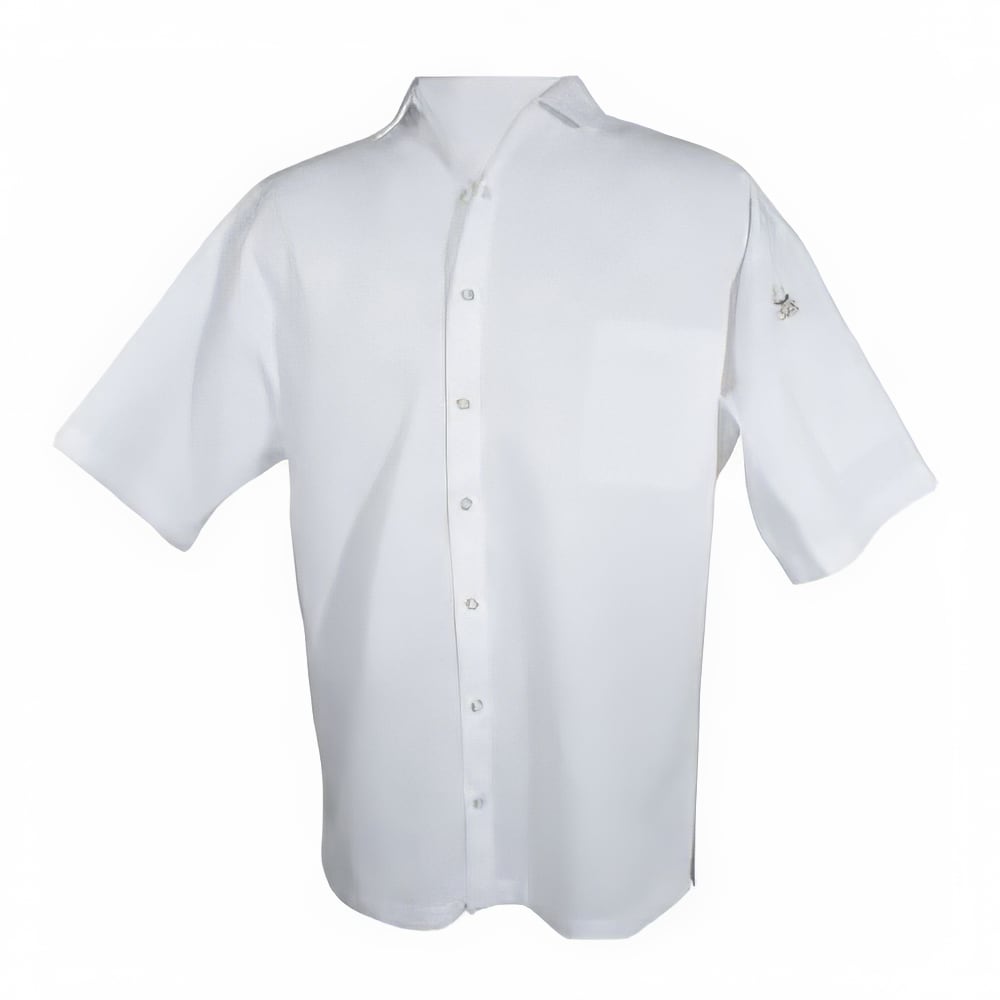 094-CS006WH2X Unisex Short Sleeve Cook Shirt - 2X-Large, White, Poly-Cotton