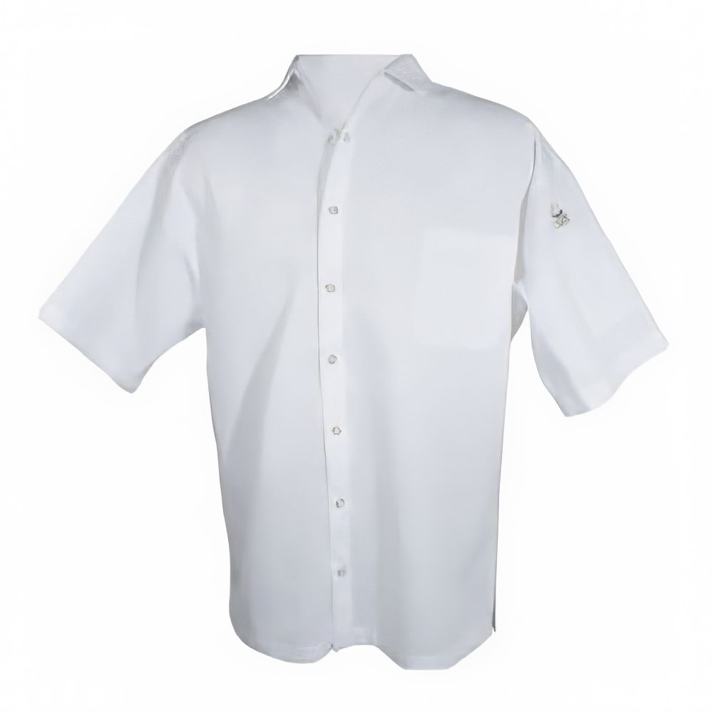 094-CS006WHXS Unisex Short Sleeve Cook Shirt - X-Small, White, Poly-Cotton