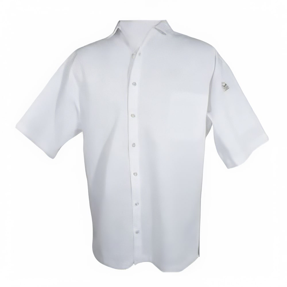 094-CS006WHL Unisex Short Sleeve Cook Shirt - Large, White, Poly-Cotton
