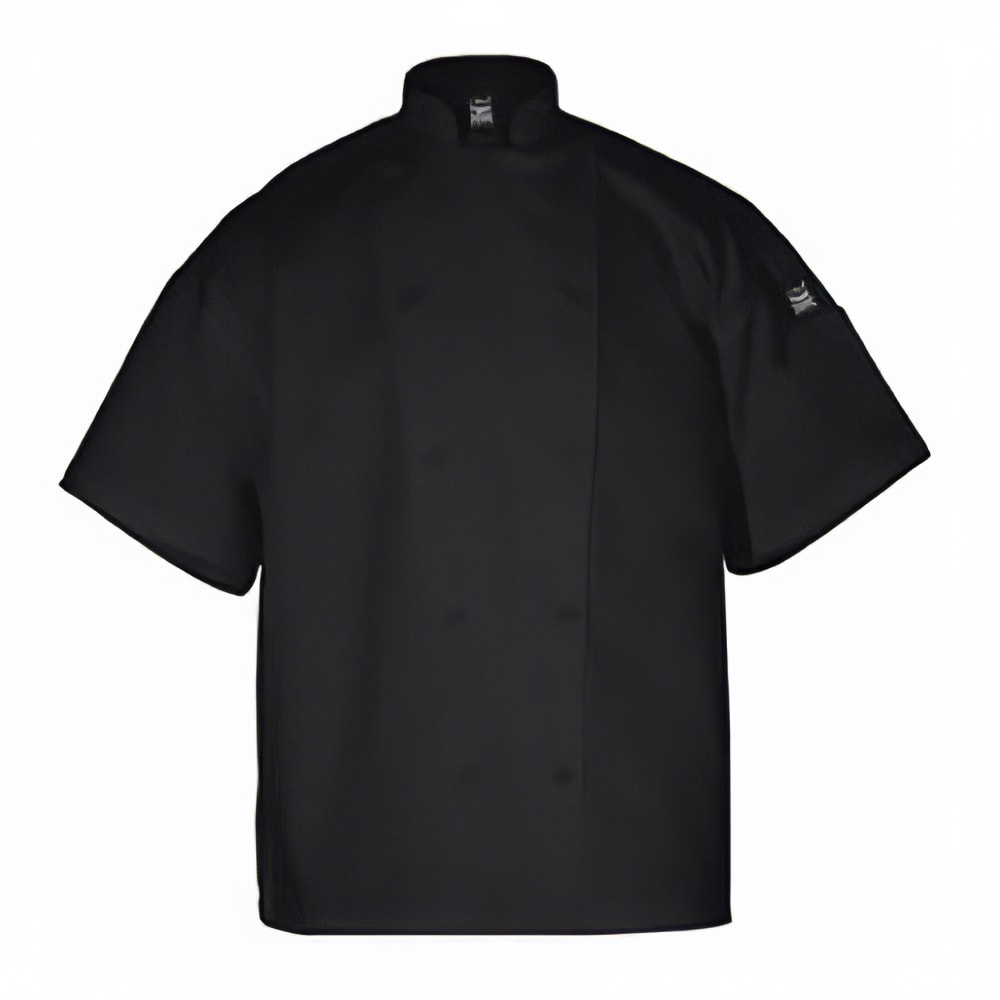 094-J005BK5X Poly Cotton Blend Chef Jacket, Short Sleeve, 5X, Black
