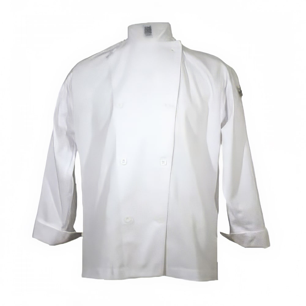 094-J002L Unisex Classic Long Sleeve Chef Jacket - Large, White, Poly-Cotton