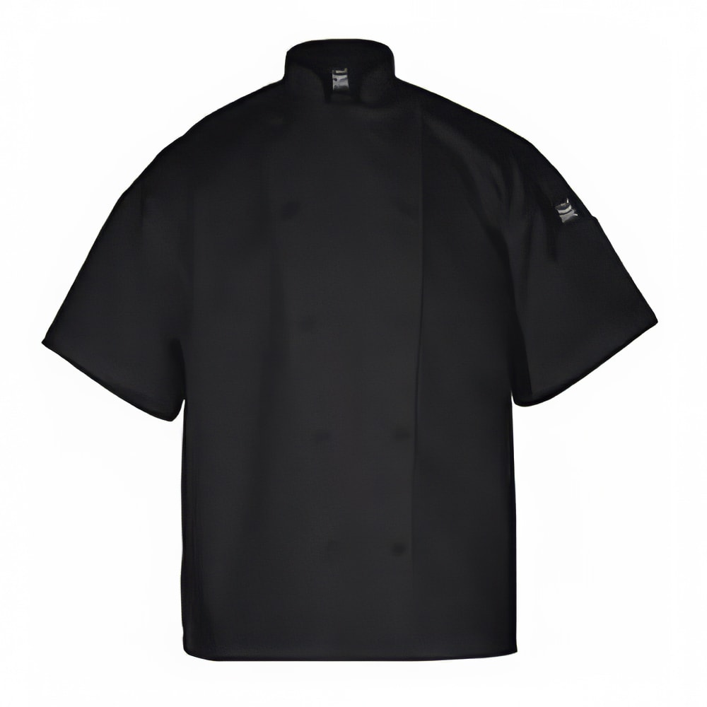 094-J005BK3X Unisex Classic Short Sleeve Chef Jacket - 3X-Large, Black, Poly-Cotton