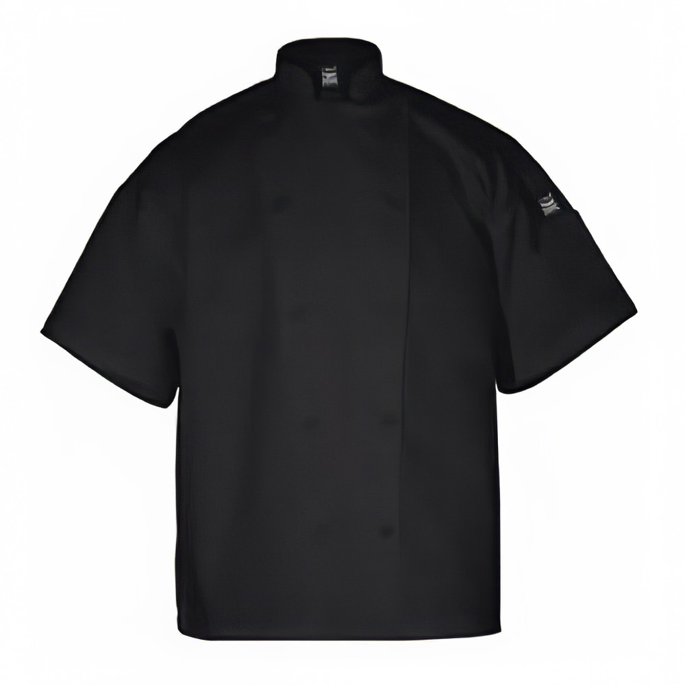 094-J005BK4X Poly Cotton Blend Chef Jacket, Short Sleeve, 4X, Black