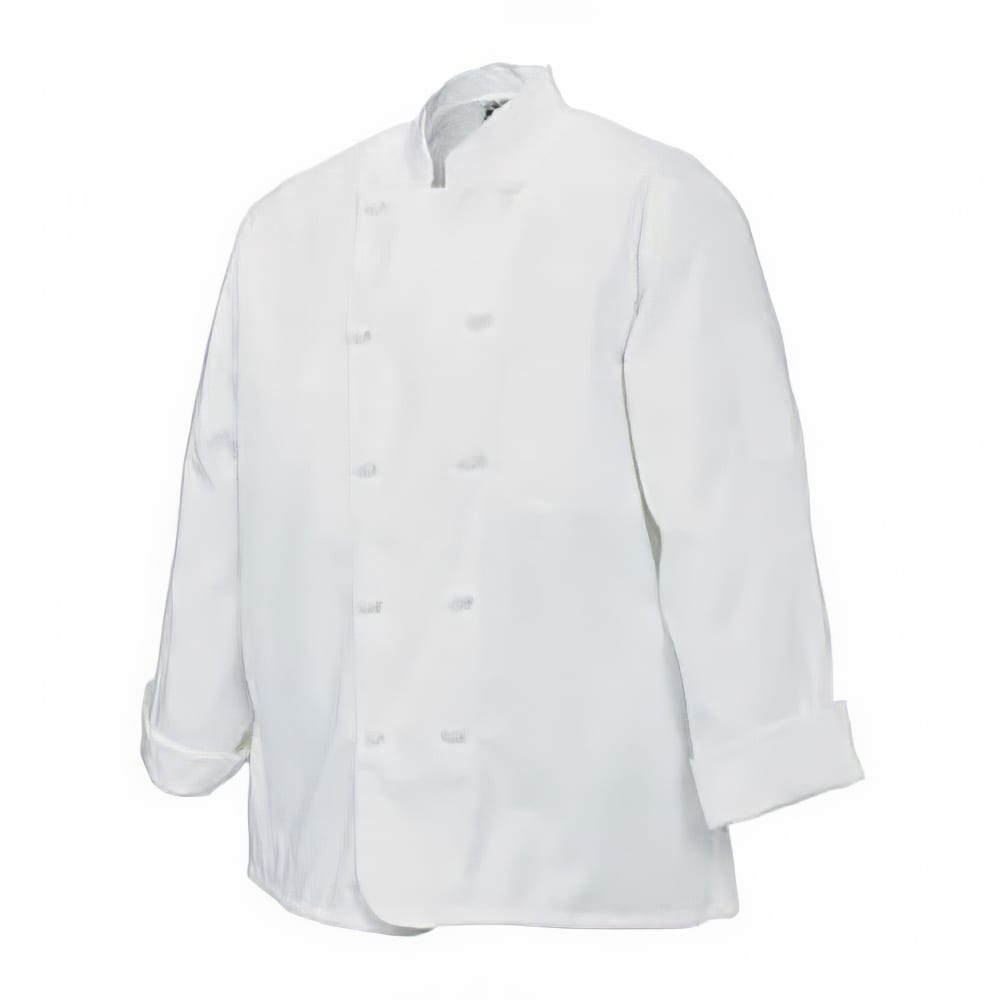 094-J050XS Unisex Knife and Steel® Long Sleeve Chef Jacket - X-Small, White, Poly-Cotton