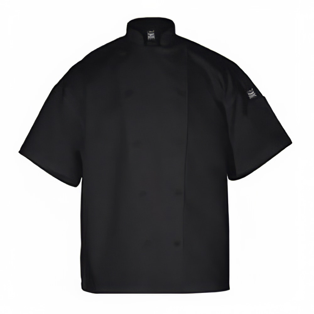 094-J005BKXL Poly Cotton Blend Chef Jacket, Short Sleeve, X-Large, Black