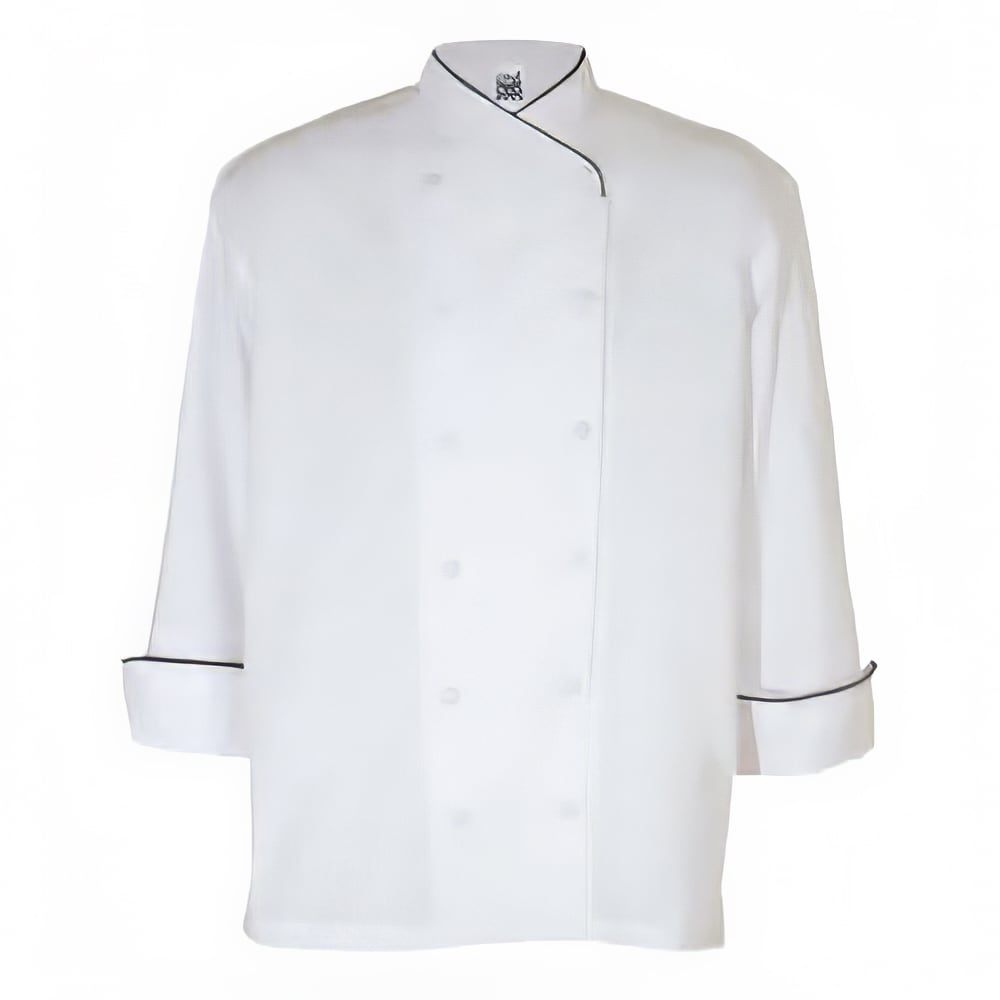 094-J008XS Poly Cotton Corporate Chef Jacket, X-Small, Black Piping