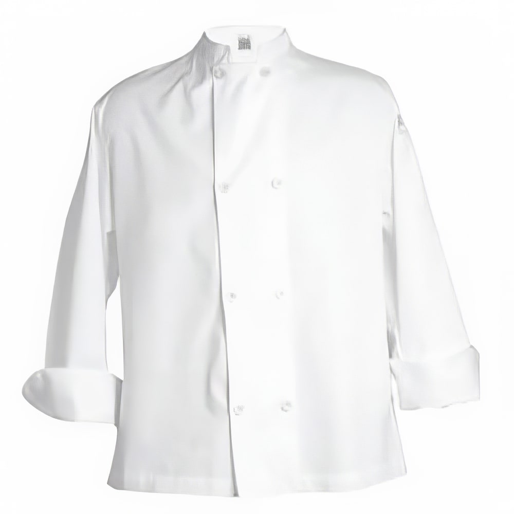 094-J0493X Unisex Knife and Steel® Long Sleeve Chef Jacket - 3X-Large, White, Poly-Cotton