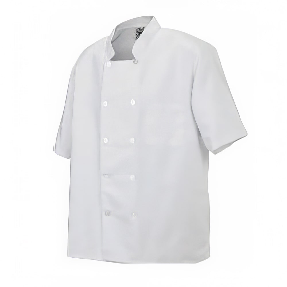 094-J105XL Twill Chef Coat, Double Breasted, Short Sleeve, White, X-Large