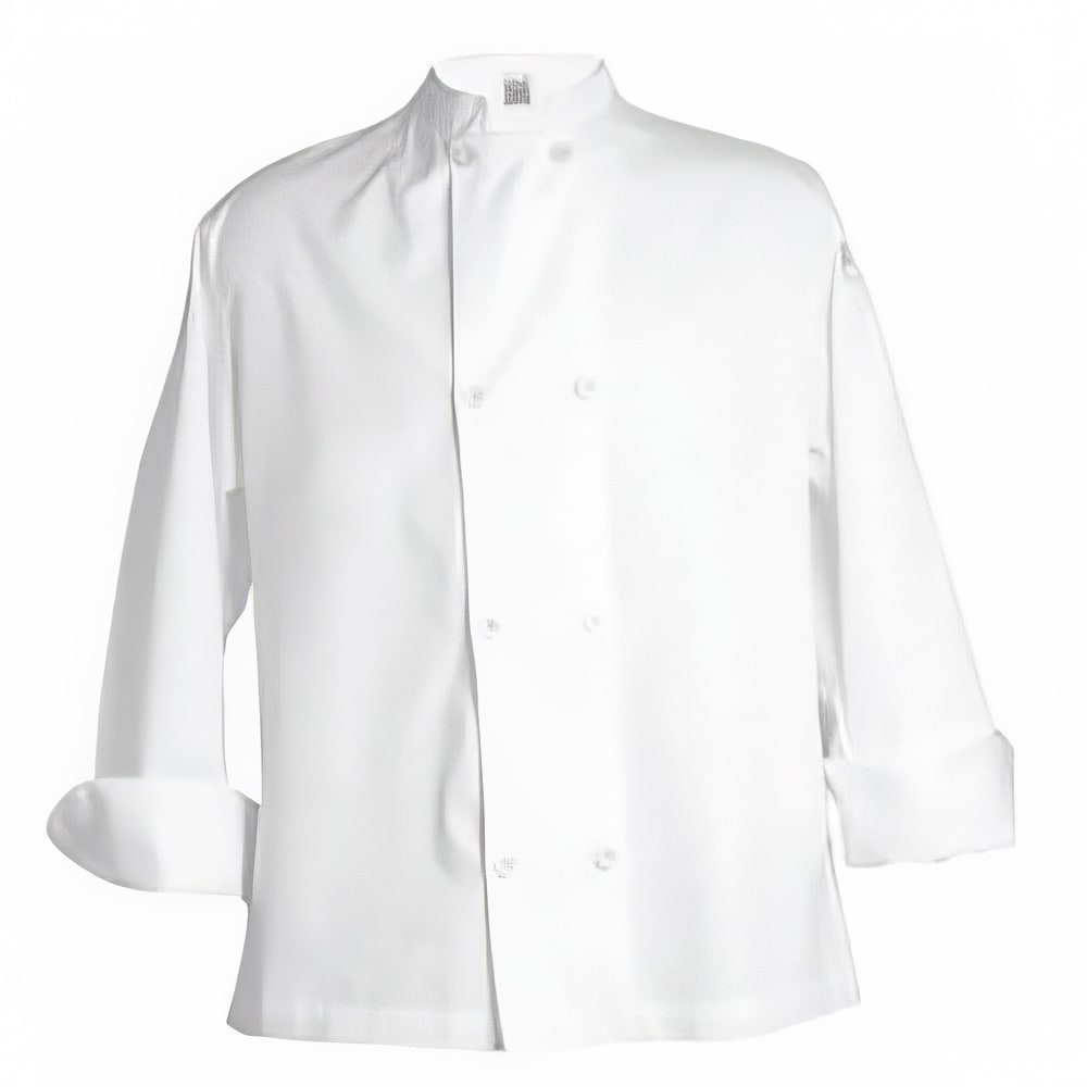 094-J0492X Unisex Knife and Steel® Long Sleeve Chef Jacket - 2X-Large, White, Poly-Cotton